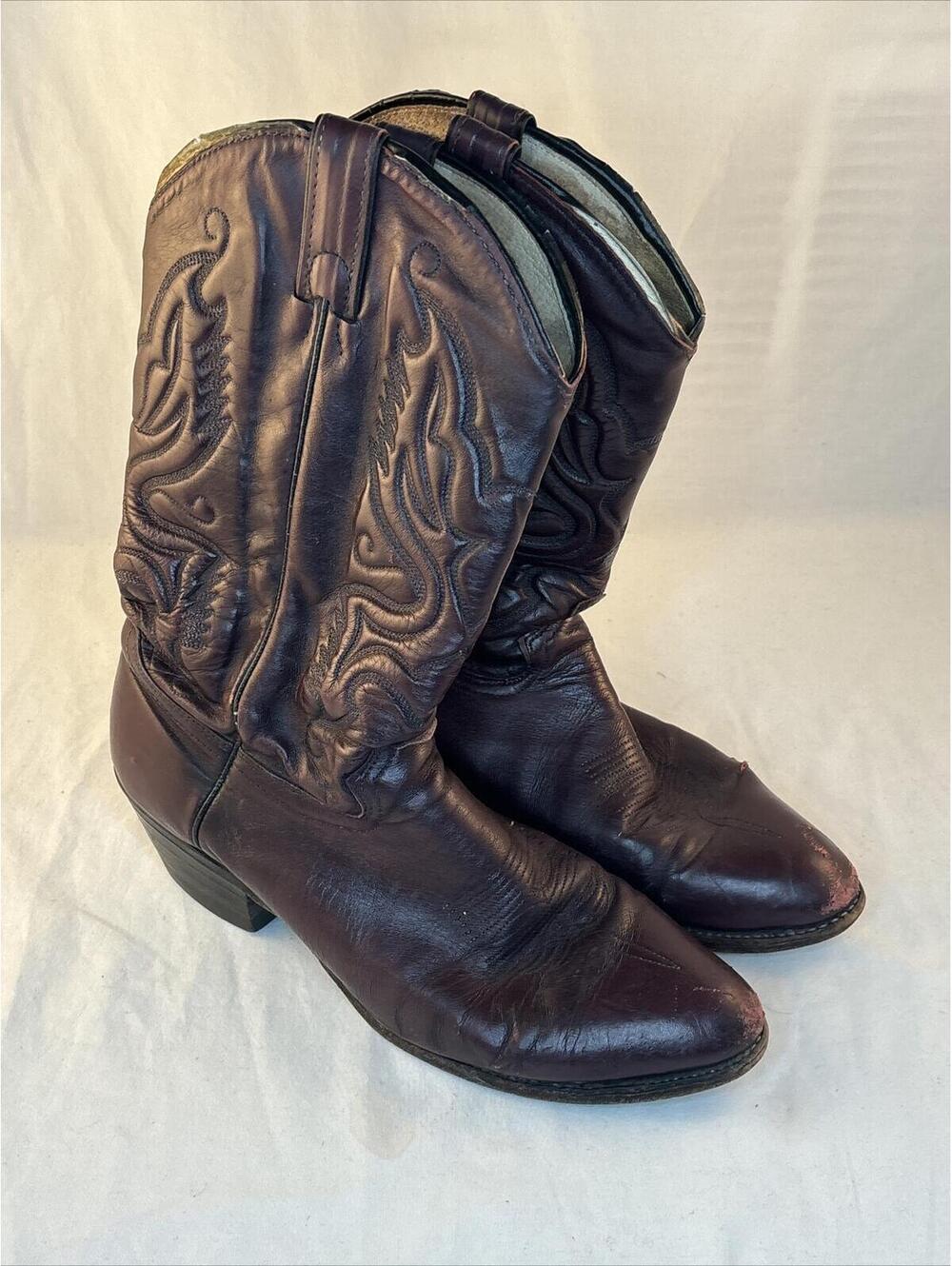 Great Western Boot Co. Women's Burgundy Leather Boots Size 10.5 M Vintage